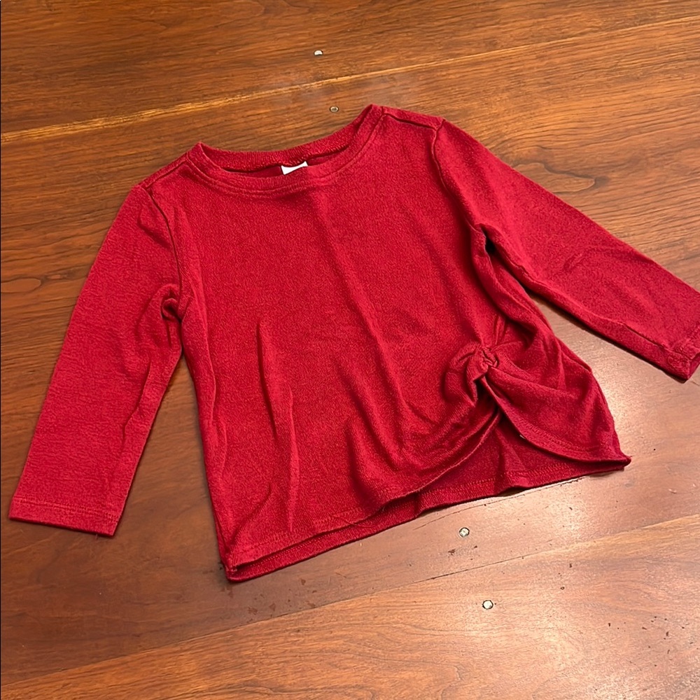 Old Navy Knit Red Long Sleeve with Gathered Detail